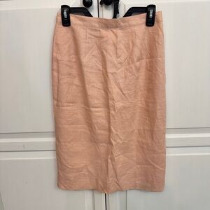 Liz Claiborne Vintage Blush Pencil Skirt 100% Linen. Size 8. Lined. Coquette
